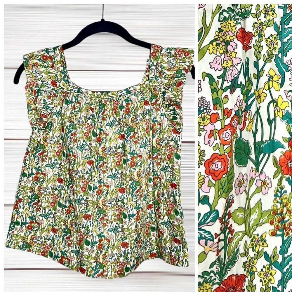 NWT New Girl’s BONPOINT Cotton Floral Summer Peasant Top Blouse size 12